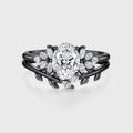 1.0CT~5.0CT Oval cut Lab grown Diamond Cluster Engagement Ring Set
