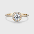 Round cut Halo Moissanite Half Eternity Engagement Ring