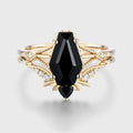 Coffin cut Black Onyx Gothic Bridal Set