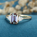 2.0Carat Emerald Cut Alexandrite Engagement Ring