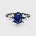 Oval cut Lab Sapphire Cluster Engagement Ring