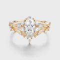 Marquise cut Moissanite Leaf Vine Wedding Bridal Set