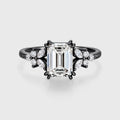 1.0CT~5.0CT Emerald cut Lab grown Diamond Cluster Engagement Ring Set