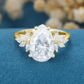 8*12mm Pear Moissanite Cluster Engagement ring