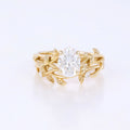 Copy of Nature Inspired Oval cut Moissanite Leaf Gold ring set