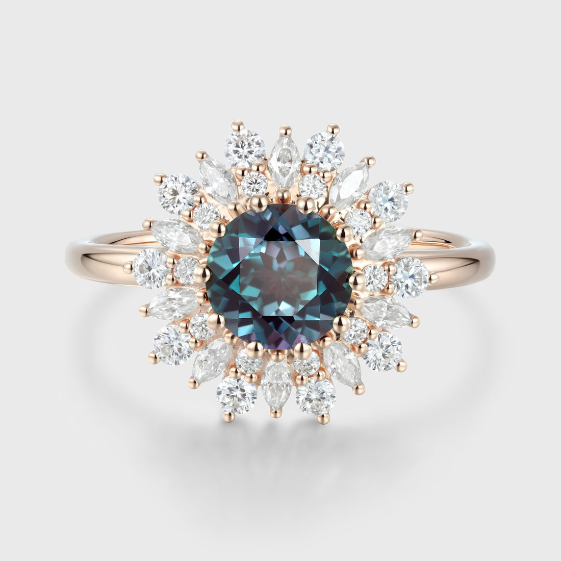 Round Cut Alexandrite Engagement Ring