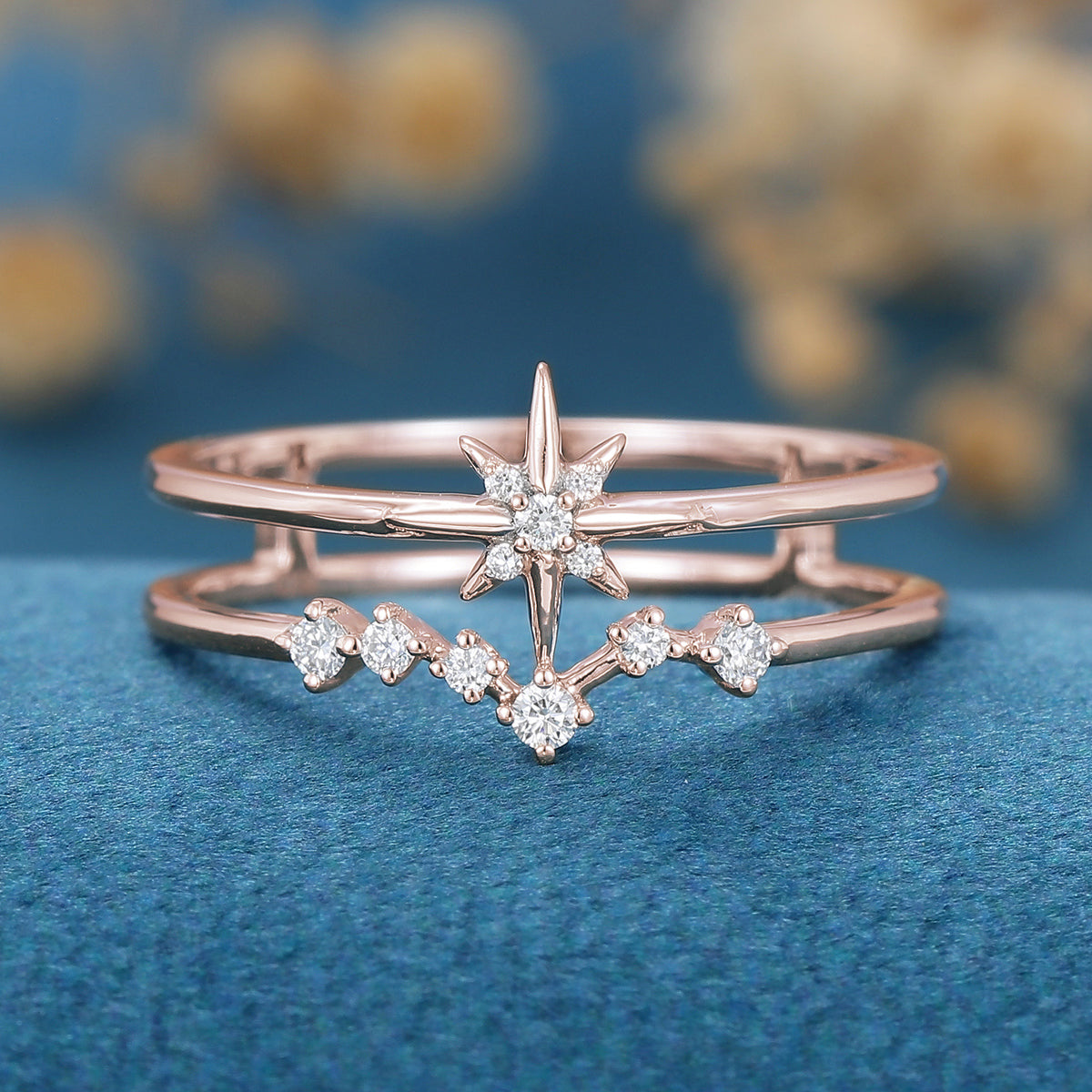 North star diamond Minimalist Engagement Ring