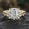 1.0CT~5.0CT Emerald cut Lab grown Diamond Cluster Engagement Ring Set