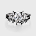1.0CT~5.0CT Pear cut Lab Grown Diamond Cluster Engagement Ring Set