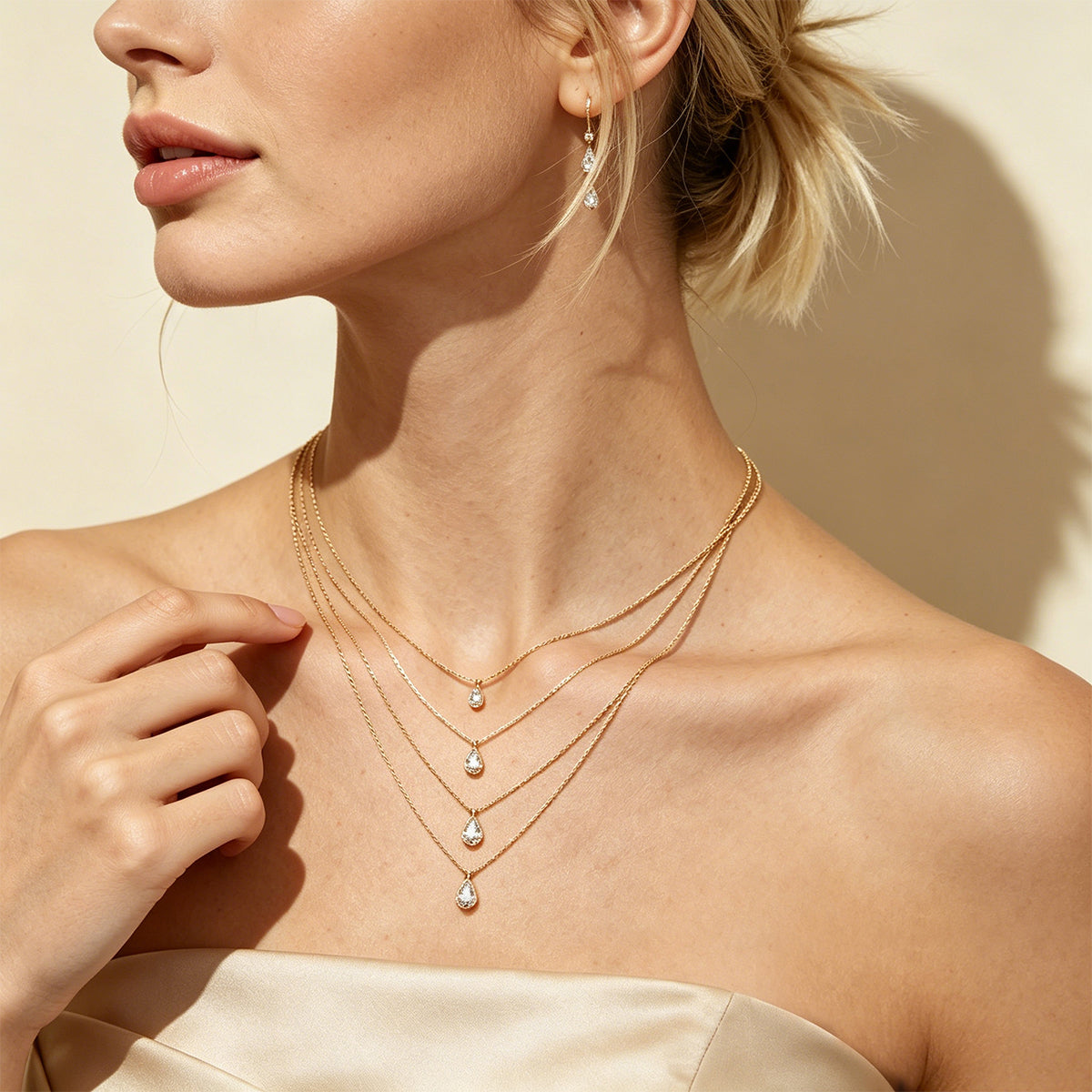 1.0Carat Pear Cut Lab grown diamond Pendant Necklace
