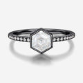 Bezel setting Hexagon cut Moissanite Half Eternity Gold Engagement Ring