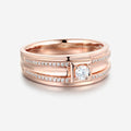 Round Cut Moissanite Statement Ring • Mens Wedding Band