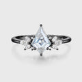 Kite cut Moissanite Cluster Engagement Ring