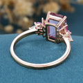 Radiant Cut lab Alexandrite  Cluster Engagement Ring 