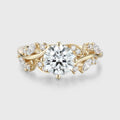 Nature Inspired Round cut Moissanite Leaf Gold Engagement Ring