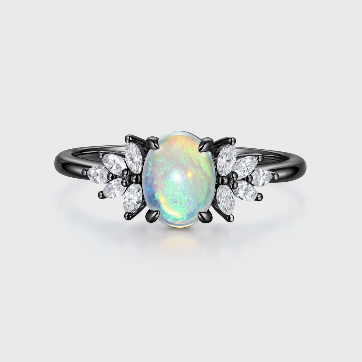Oval Opal Cluster Engagement ring