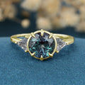 Solitaire Bezel Set Round cut Lab Alexandrite  Gold Engagement Ring