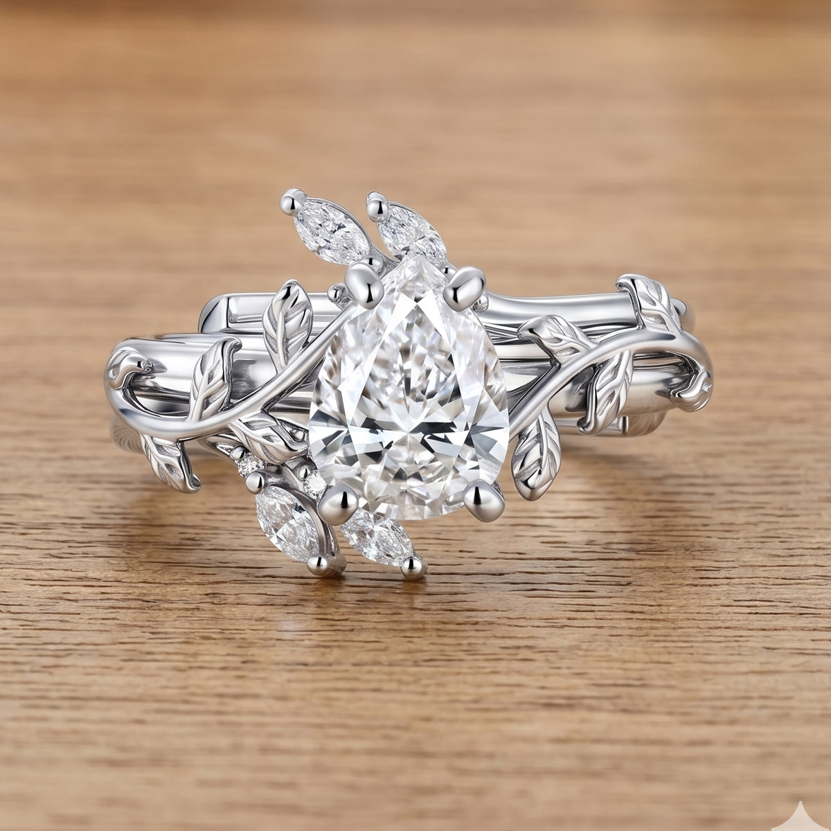 Nature Inspired  Pear cut 1.0CT~5.0CT  IGI Lab-grown Diamond Engagement Ring set