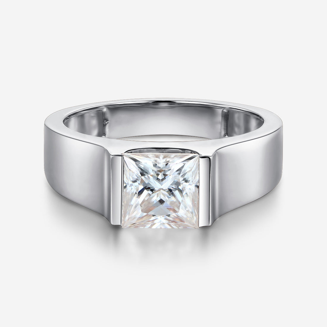 2.0Carat Princess Cut Moissanite Statement Ring • Mens Wedding Band