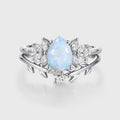 Pear cut Opal Cluster Engagement ring Bridal Set