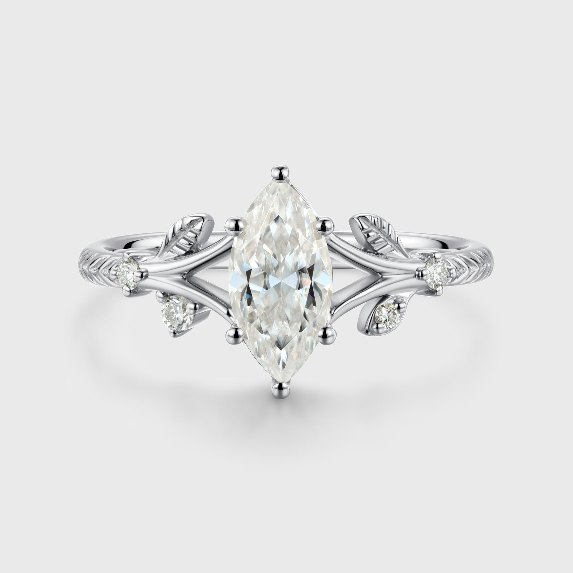 Nature Inspired Marquise cut Moissanite Engagement Ring