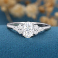 1.5Carat Oval cut Moissanite Cluster Engagement Ring