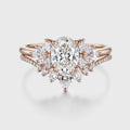 1.0CT~5.0CT Oval cut Lab grown Diamond Cluster Engagement Ring Set