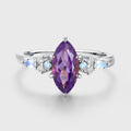 Inspired  Marquise cut Amethyst Matching Diamond | Moonstone Solid Gold Engagement Ring