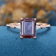 Emerald Cut Alexandrite Engagement Ring