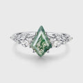 Nature Inspired Kite cut Moss Agate Leaf Gold Engagement Ring