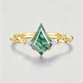 Kite Cut Natural Green Moss Agate Cluster Engagement Ring