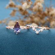 Kite Cut Alexandrite | Diamond  Ring set 