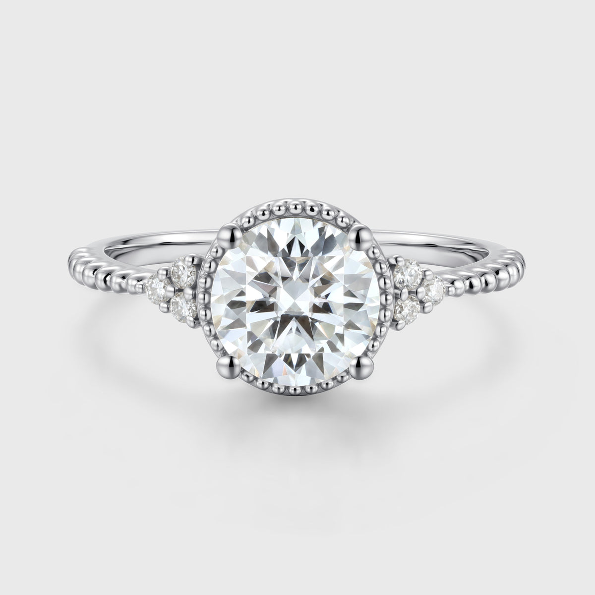 Round cut Moissanite Twisted Engagement Ring