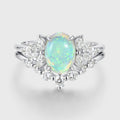 Oval cut Opal Engagement ring Bridal Set