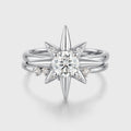 Round Cut Moissanite North star Engagement Ring set