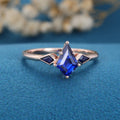 Kite Cut Lab Sapphire Yellow Gold Engagement Ring