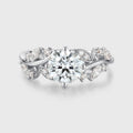 Nature Inspired Round cut Moissanite Leaf Gold Engagement Ring