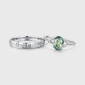 Enchanted Forest Moss Agate Couple Rings | Rose gold | Handcrafted Nature-Inspired Jewelry