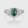 1.5Carat Oval Blue green sapphire Engagement ring Bridal Set