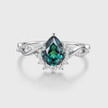 Pear cut Lab Alexandrite Solid Gold Engagement Ring