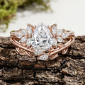 1.0CT~5.0CT Pear cut Lab Grown Diamond Cluster Engagement Ring Set