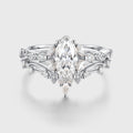 Marquise cut Moissanite Leaf Vine Wedding Bridal Set