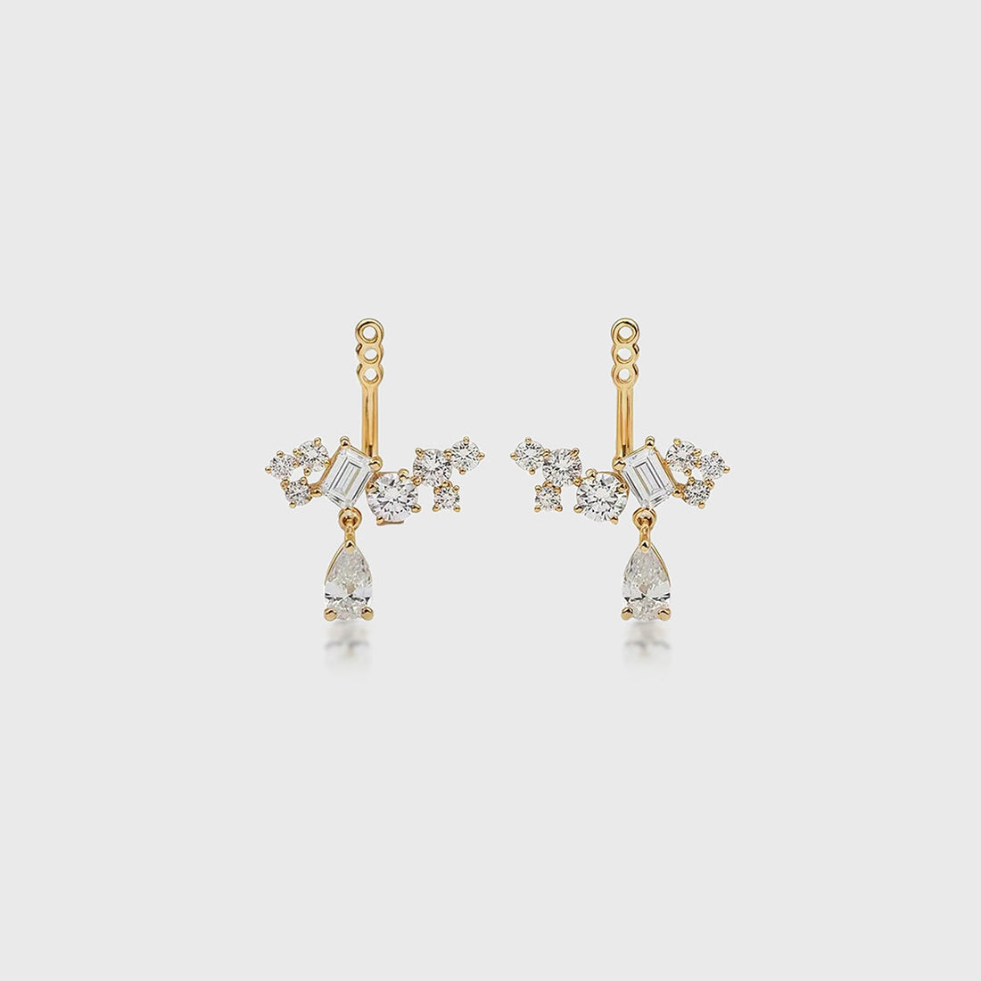 Multi Shape Lab grown Diamonds Antique Cluster Earrings Set