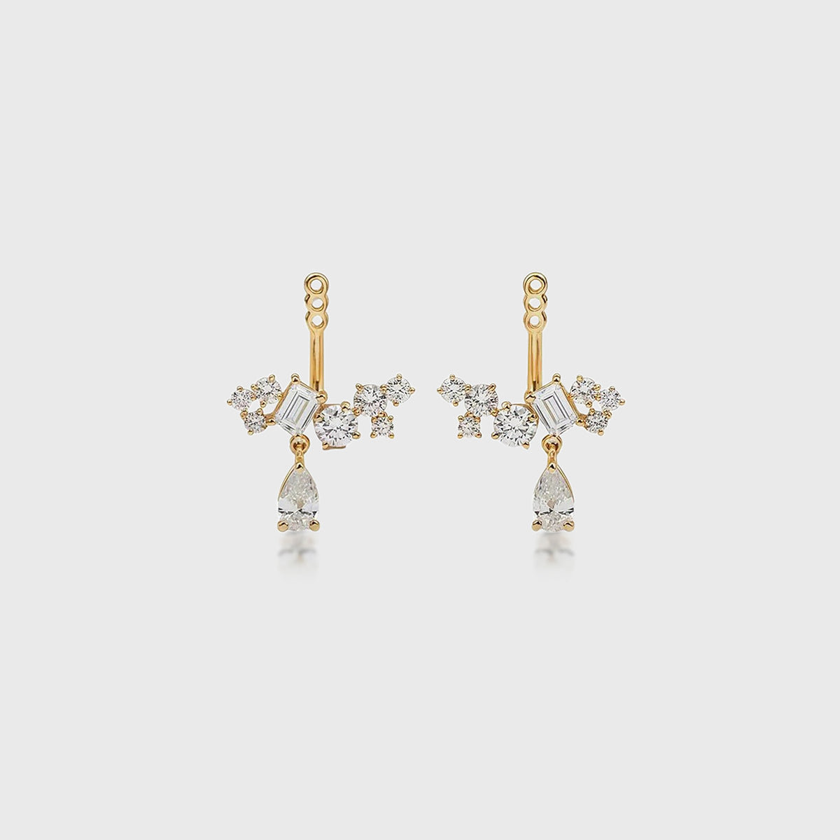 Multi Shape Lab grown Diamonds Antique Cluster Earrings Set