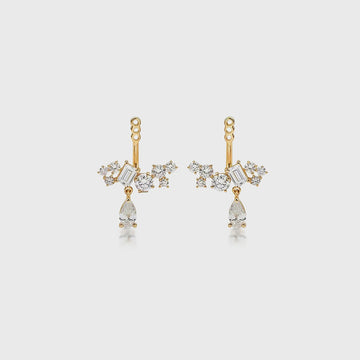 Multi Shape Lab grown Diamonds Antique Cluster Earrings Set