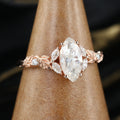 Nature Inspired Marquise cut Moissanite Leaf Gold Engagement Ring