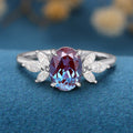 Oval cut Lab Alexandrite | Diamond Engagement ring