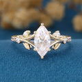 Nature Inspired Marquise cut Moissanite Engagement Ring