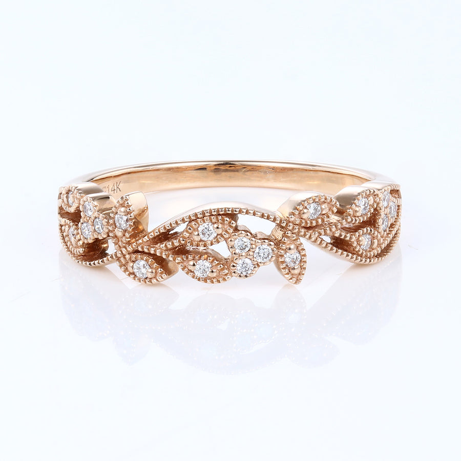 Nature Inspired moissanite | Diamonds Leaf branch stacking Gold wedding ring