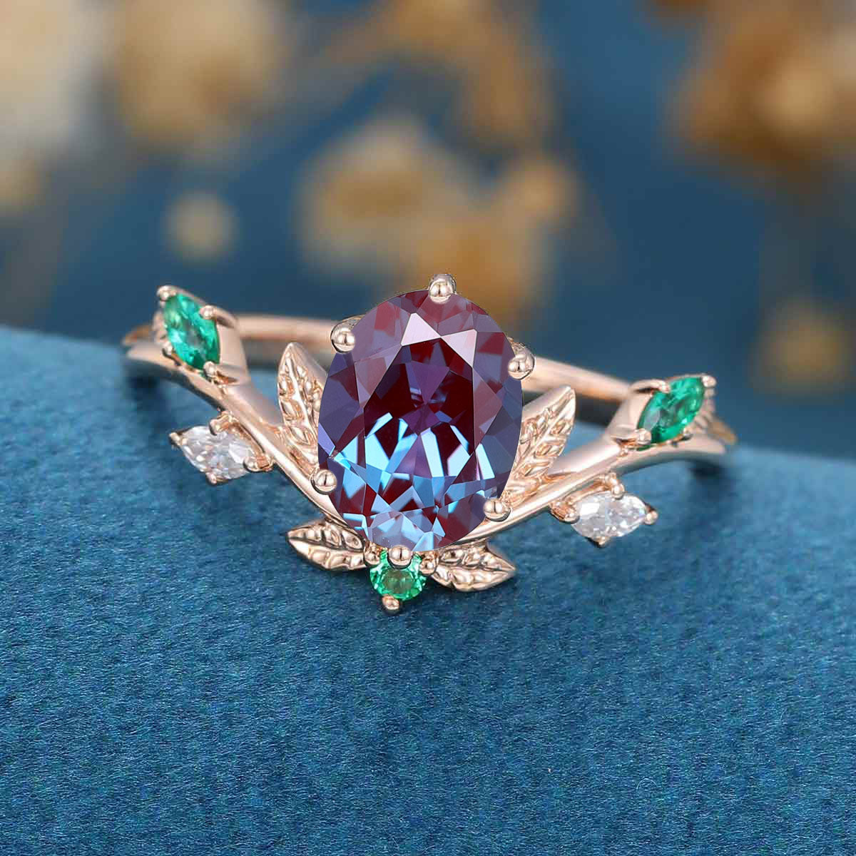 Pear cut Alexandrite Engagement ring 